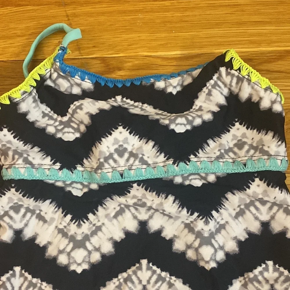 Justice Girl’s Black and White Striped One Piece Swim Suit Size 7